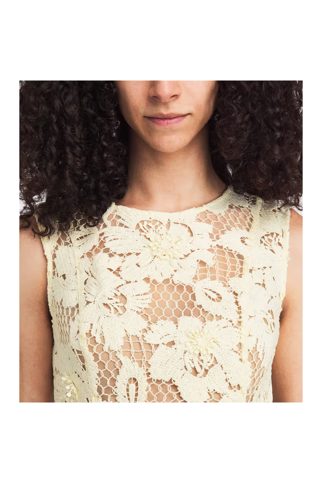 Yellow Crochet Lace Midi Dress SELF-PORTRAIT