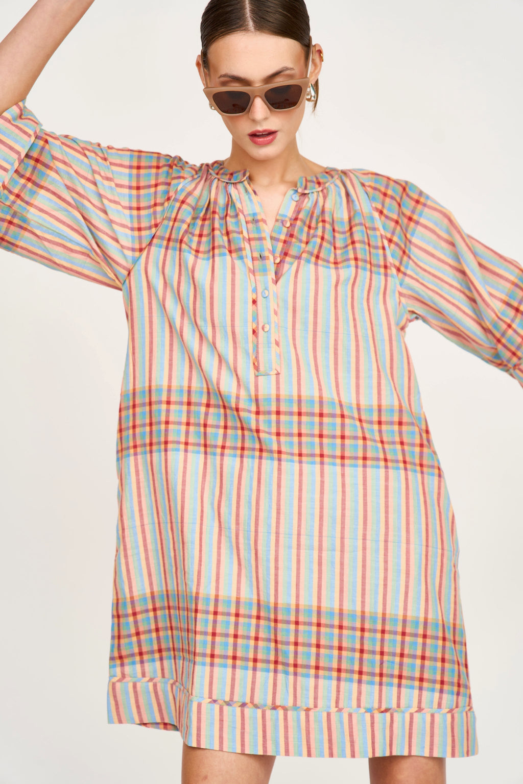 Faro Short Dress in Campfire Plaid MIRTH