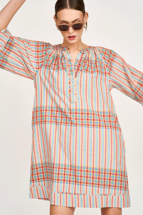 Faro Short Dress in Campfire Plaid MIRTH