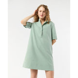 Elbow - Sleeve Frill Dress Green/White Small Bengal Stripe Stretch Seersucker - Primm'sElbow - Sleeve Frill Dress Green/White Small Bengal Stripe Stretch SeersuckerMashburn