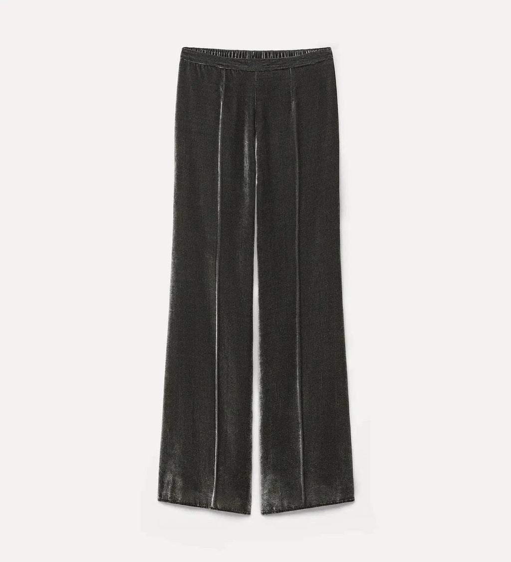 viscose/silk velvet flat front flared pants forte_forte