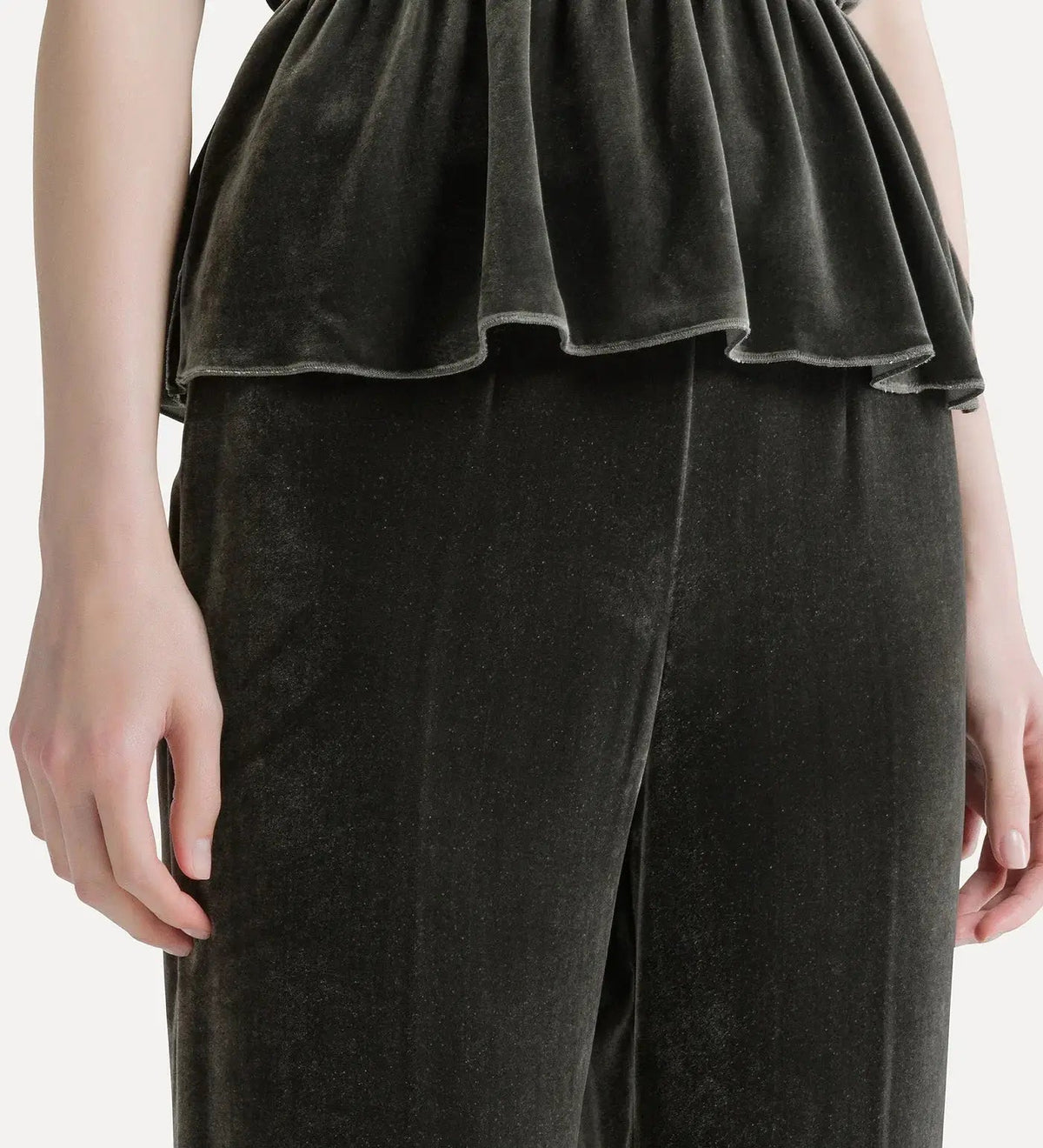 viscose/silk velvet flat front flared pants forte_forte
