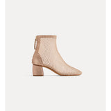 Forte Forte Ankle Boots in a Beige–Pink Diamanté Mesh