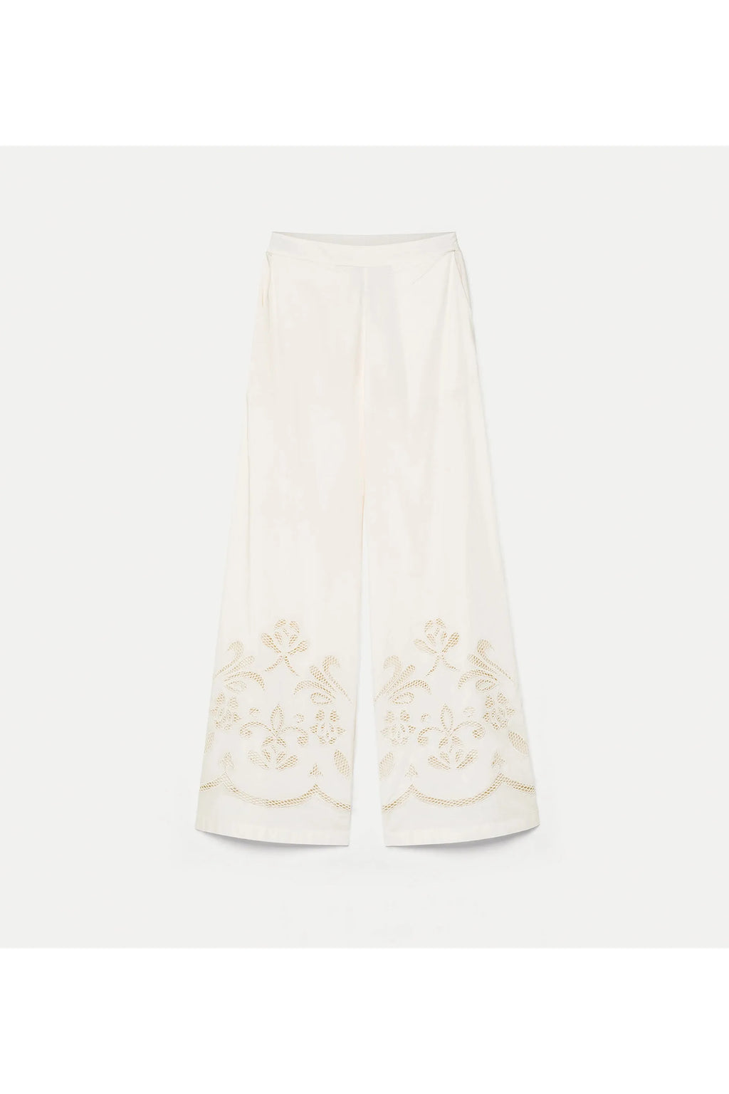 Cropped Poplin Trousers with “Lunamaris” Embroidery forte_forte