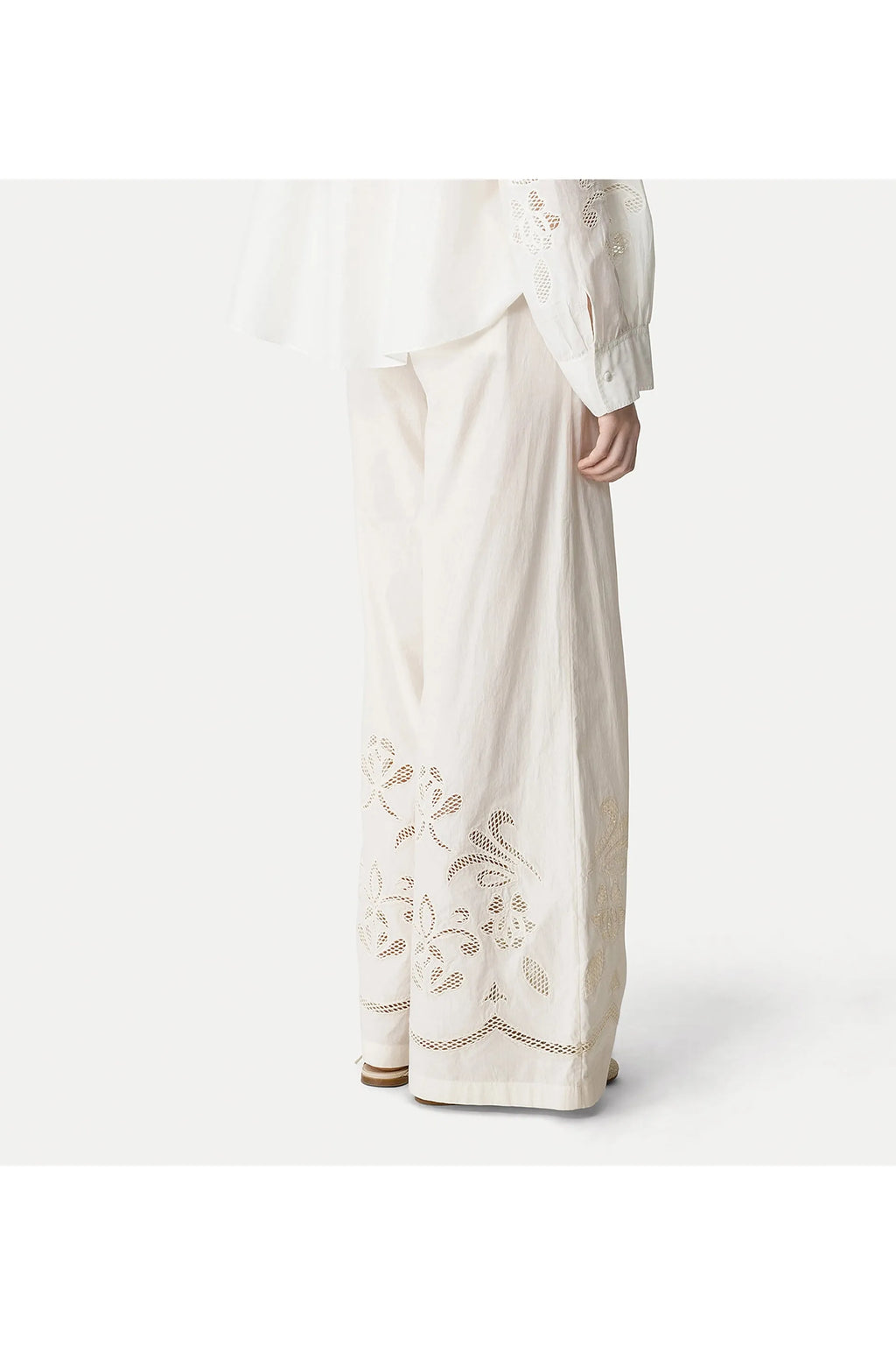 Cropped Poplin Trousers with “Lunamaris” Embroidery forte_forte