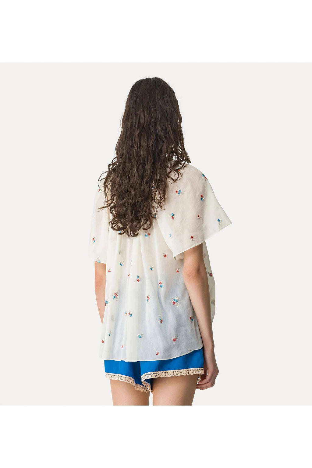 "petites fleurs" embroidery voile bohemienne shirt forte_forte