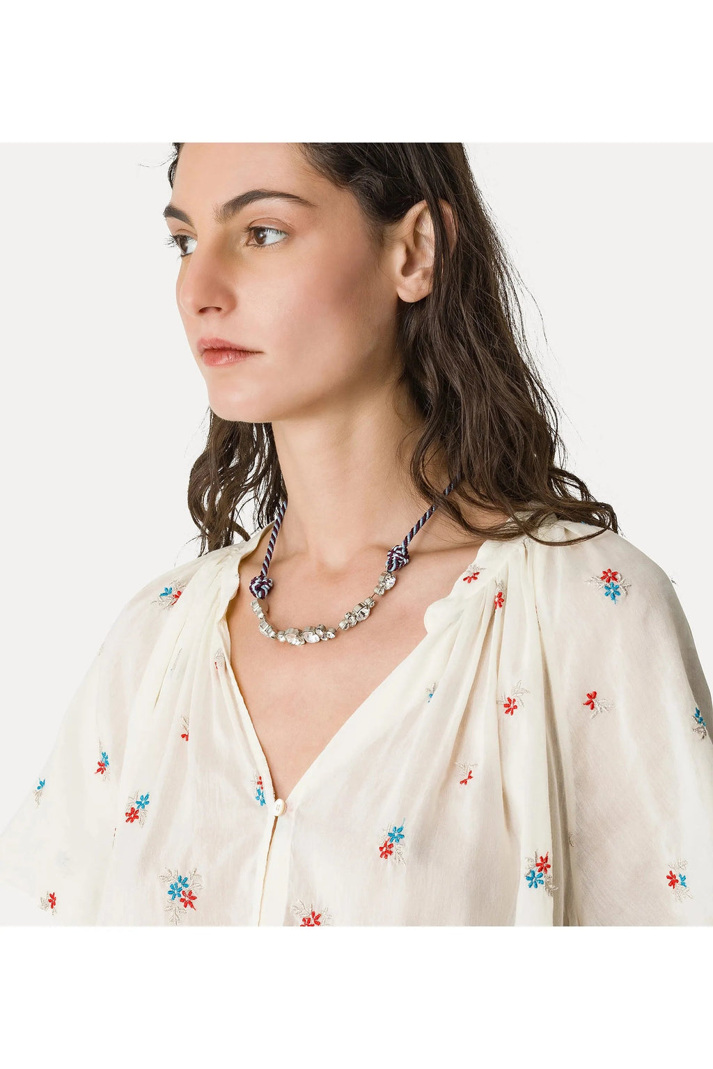 "petites fleurs" embroidery voile bohemienne shirt forte_forte