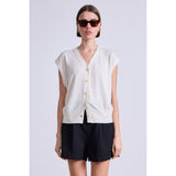 Apiece Apart Fine Weight Cropped Vest Cream