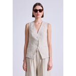 Light Gray Apiece Apart Helena V-Neck Vest Striped Flax