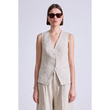 Light Gray Apiece Apart Helena V-Neck Vest Striped Flax