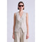 Light Gray Helena V-Neck Vest Striped Flax