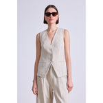 Light Gray Apiece Apart Helena V-Neck Vest Striped Flax