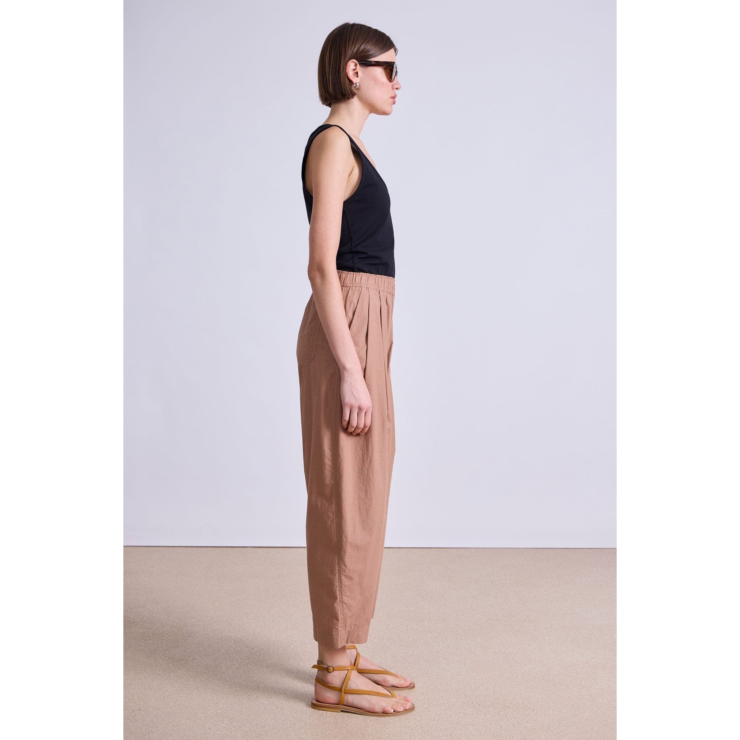 Light Gray Apiece Apart Spa Pleat Pant Deep Khaki