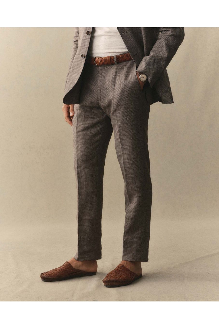 The Stevens Trouser in Morel Micro Check Taylor Stitch