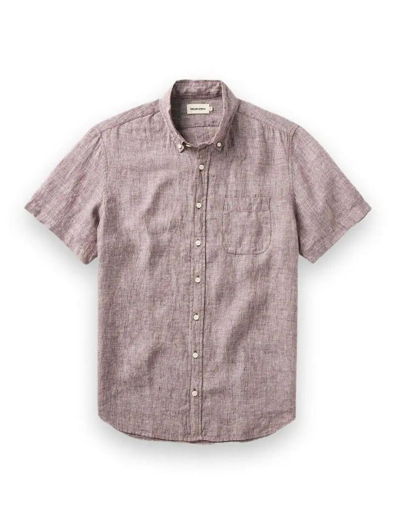 The Short Sleeve Jack in Burgundy Linen