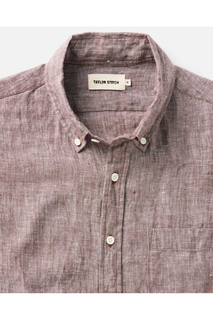 The Short Sleeve Jack in Burgundy Linen Taylor Stitch