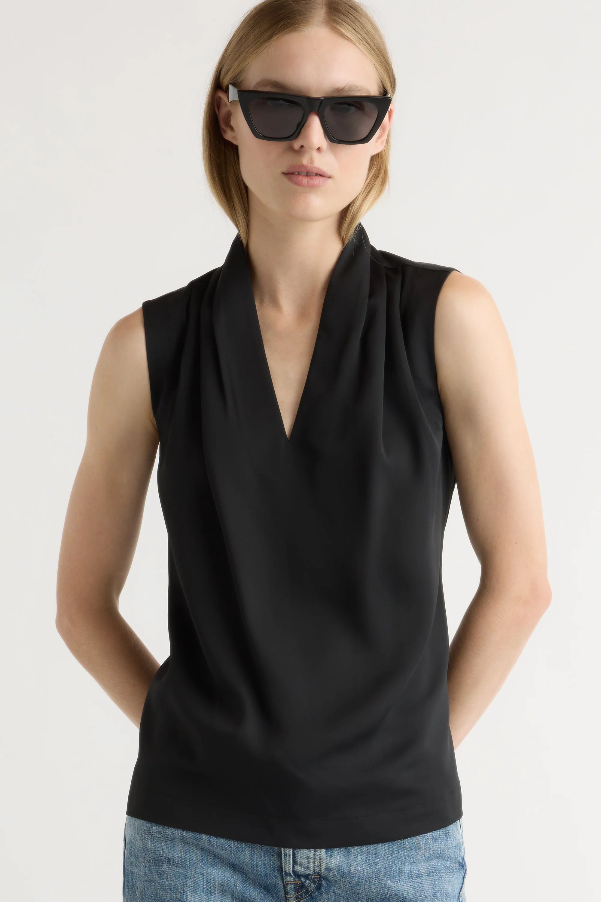 Jae V-Neck Sleeveless Blouse Modern Citizen