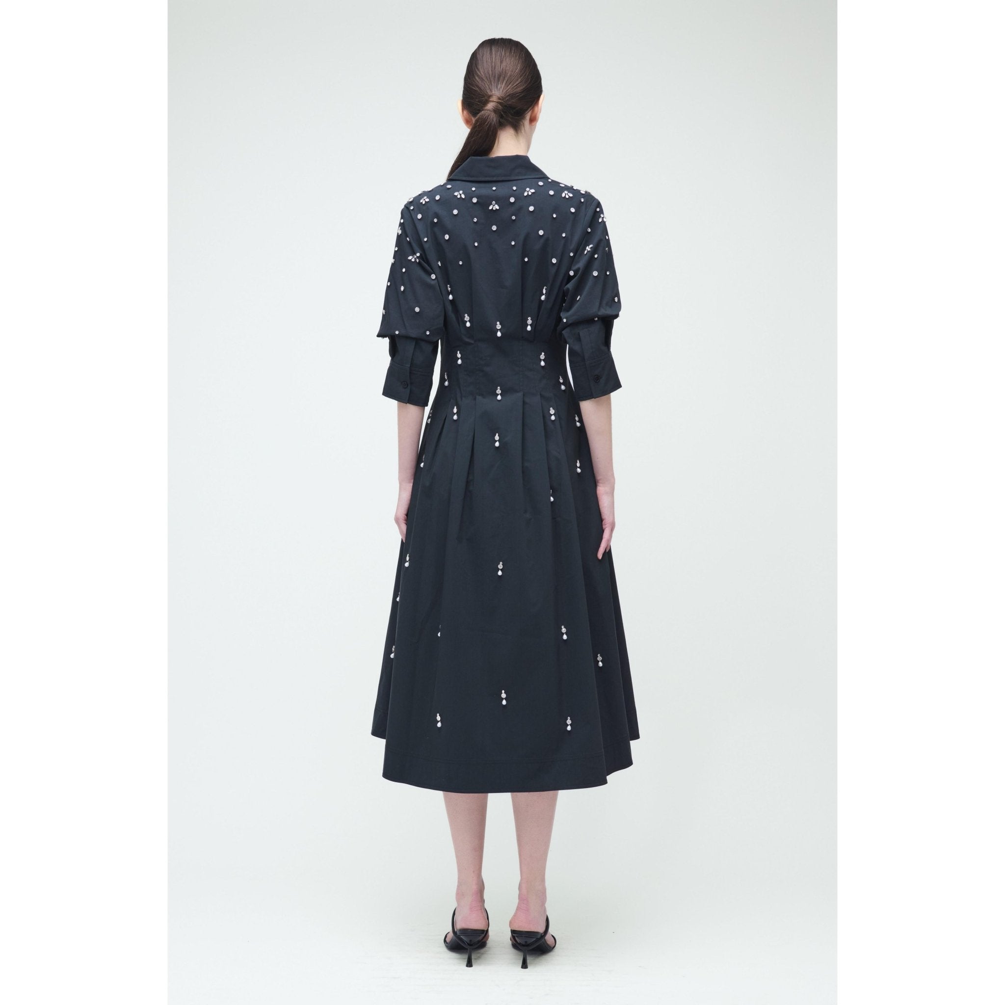 Jazz Embellised Pintuck Midi Dress Black - Primm'sJazz Embellised Pintuck Midi Dress BlackSimkhai