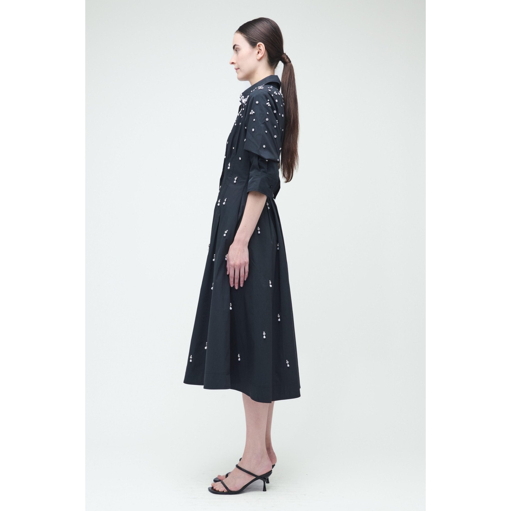 Jazz Embellised Pintuck Midi Dress Black - Primm'sJazz Embellised Pintuck Midi Dress BlackSimkhai