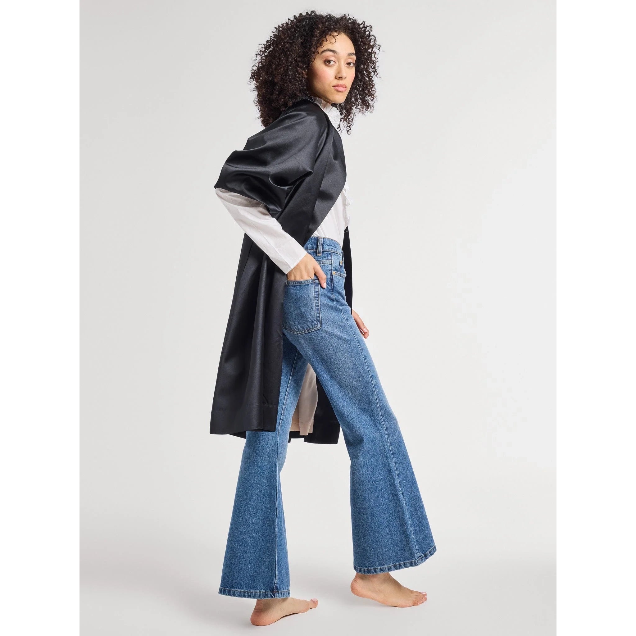 Josephine Coat in Black Satin - Primm'sJosephine Coat in Black SatinMille