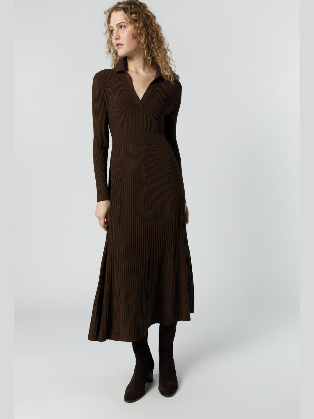 Addie Johnny-Collar Sweater Dress Mashburn