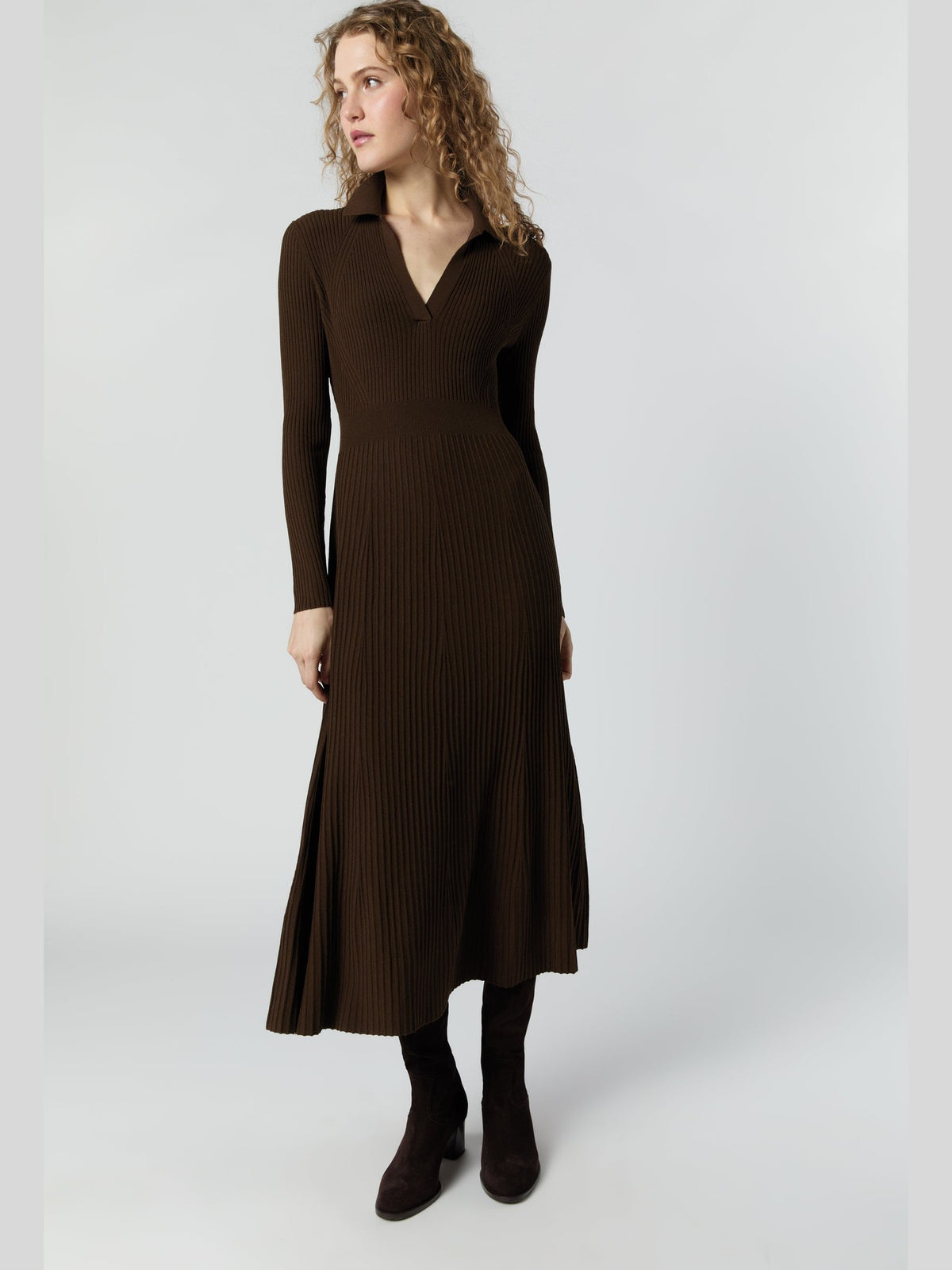 Addie Johnny-Collar Sweater Dress Mashburn