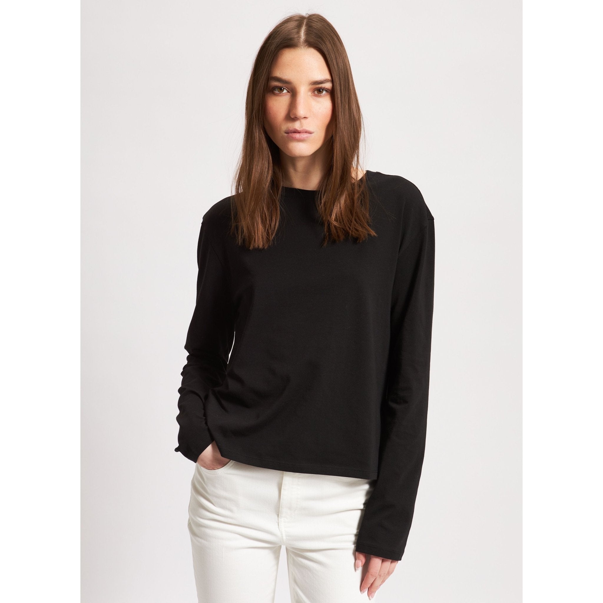 Long Sleeve Iconic Boyfriend Crew White - Primm'sLong Sleeve Iconic Boyfriend Crew WhitePatrick Assaraf