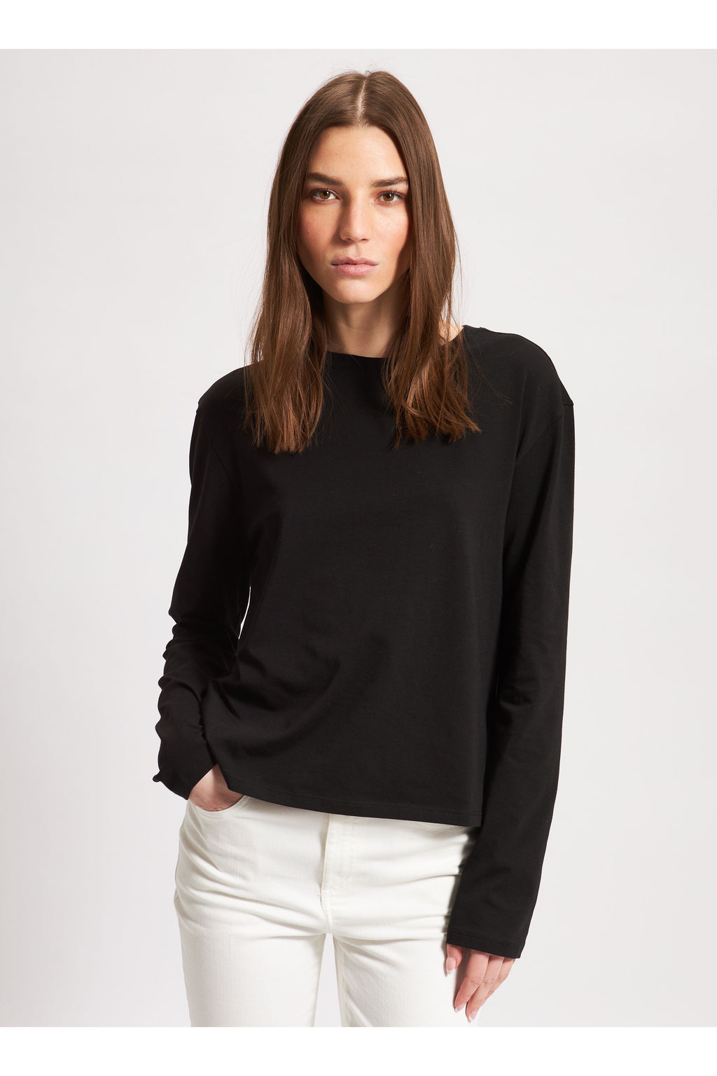 Long Sleeve Iconic Boyfriend Crew White - Primm'sLong Sleeve Iconic Boyfriend Crew WhitePatrick Assaraf