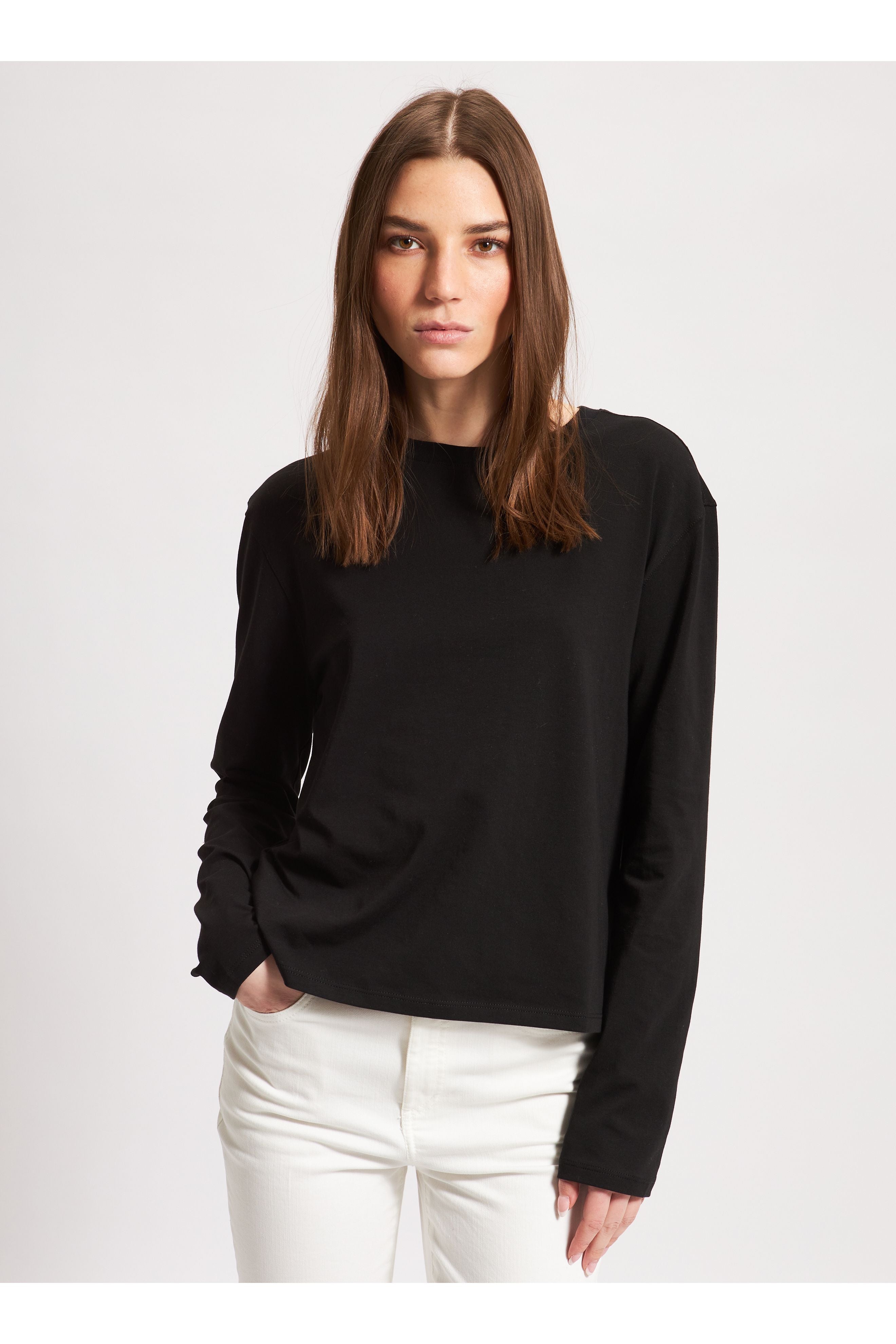 Long Sleeve Iconic Boyfriend Crew White - Primm'sLong Sleeve Iconic Boyfriend Crew WhitePatrick Assaraf