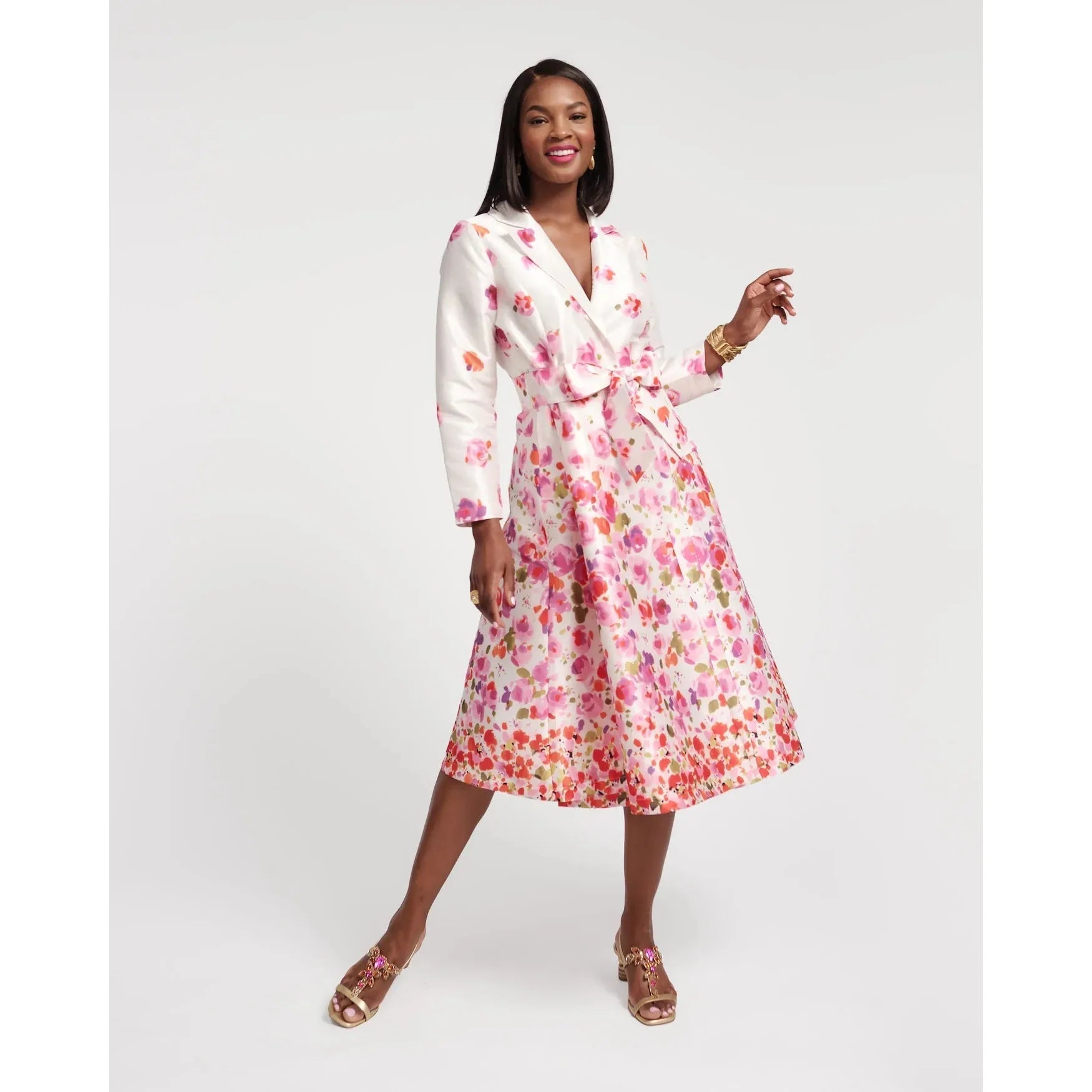 Lucille Wrap Dress Pocket Full of Posies Oyster/Pink - Primm'sLucille Wrap Dress Pocket Full of Posies Oyster/PinkFrances Valentine