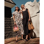 Tan Frances Valentine Lynda Maxi Dress Solid Poplin Cotton Poplin Black