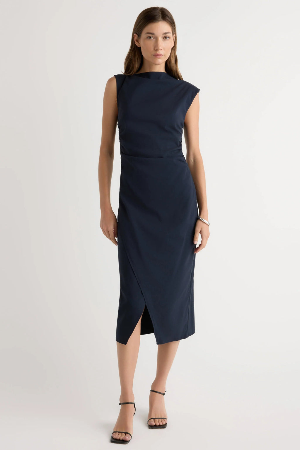 Manon Asymmetric-Neck Ruched Dress Modern Citizen