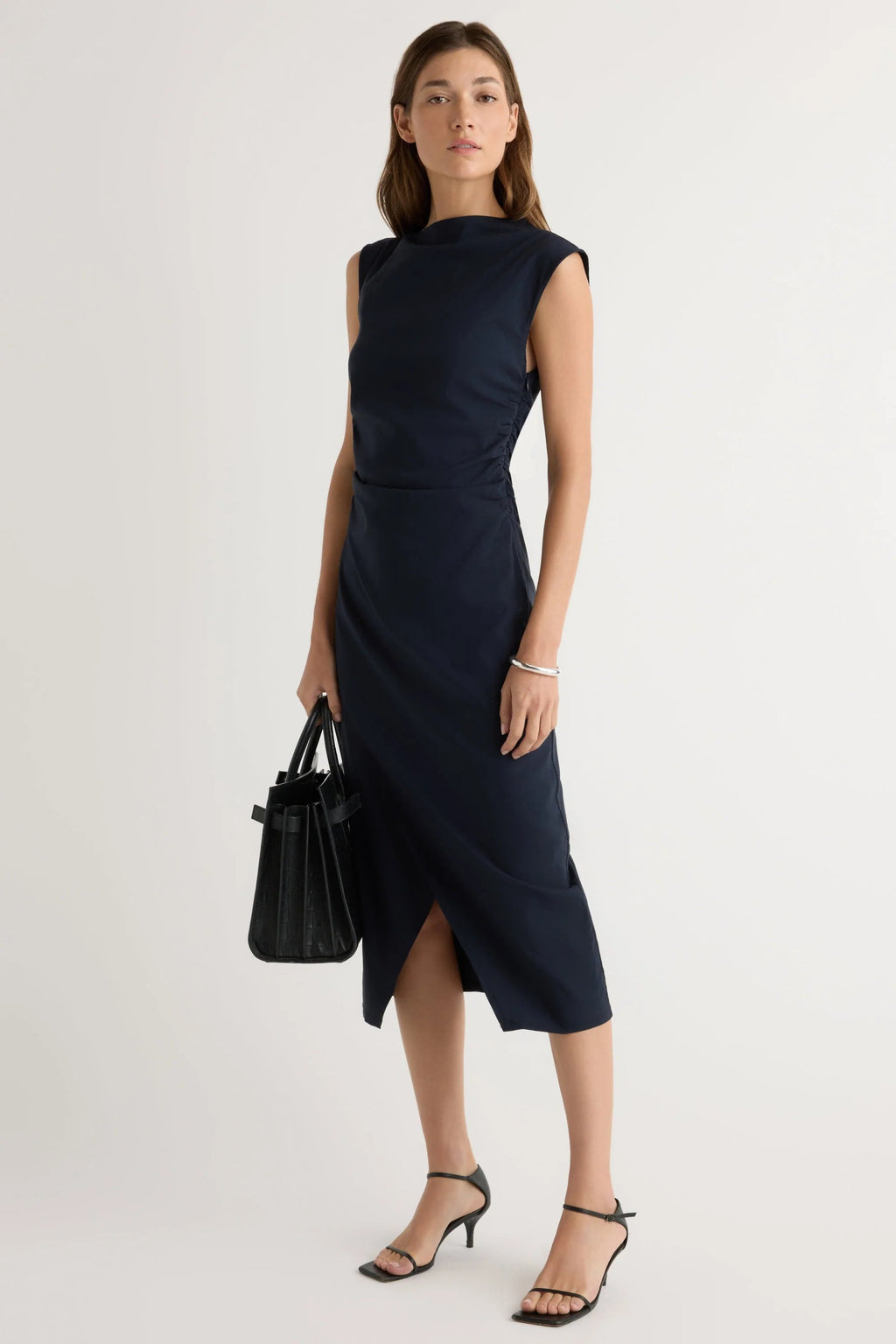Manon Asymmetric-Neck Ruched Dress Modern Citizen