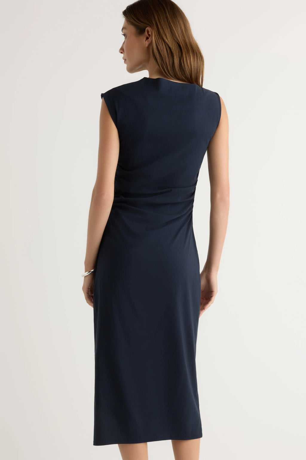 Manon Asymmetric-Neck Ruched Dress Modern Citizen
