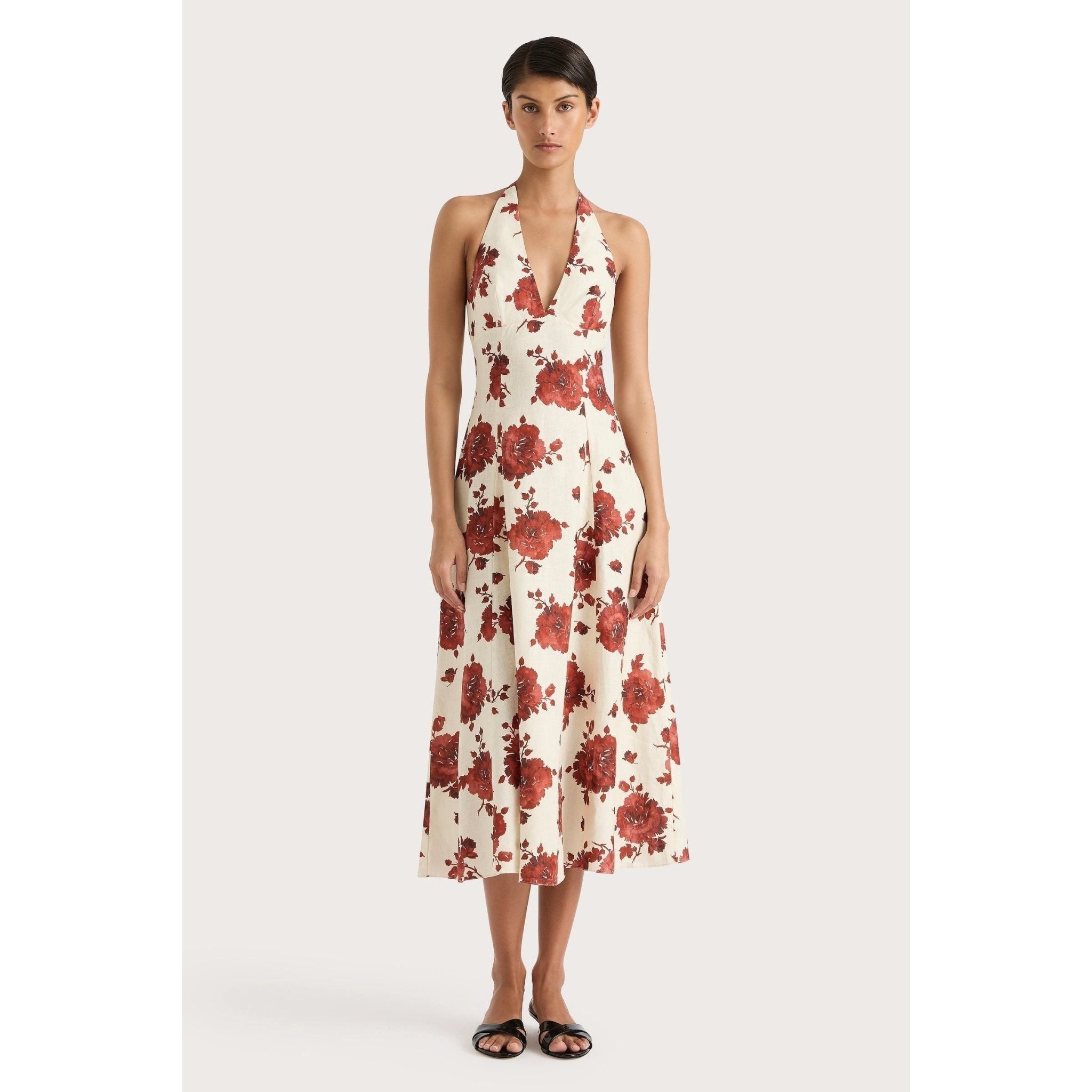 Marais Midi Dress Cecile Floral Garnet - Primm'sMarais Midi Dress Cecile Floral GarnetFAITHFULL THE BRAND