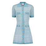 Matthew Bruch Tweed Knit Collared Button Up Mini Dress - Primm's