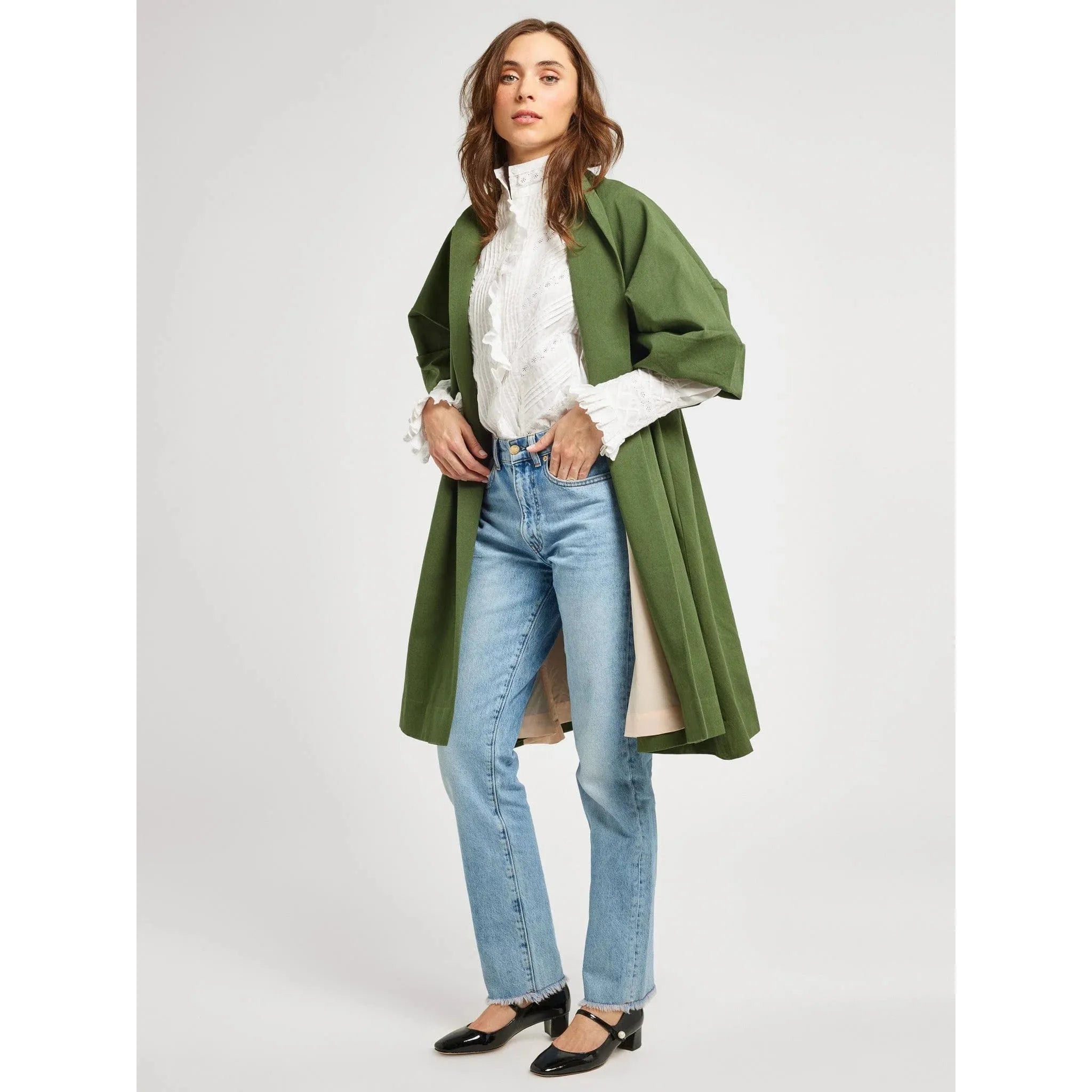 Light Gray Josephine Coat in Olive