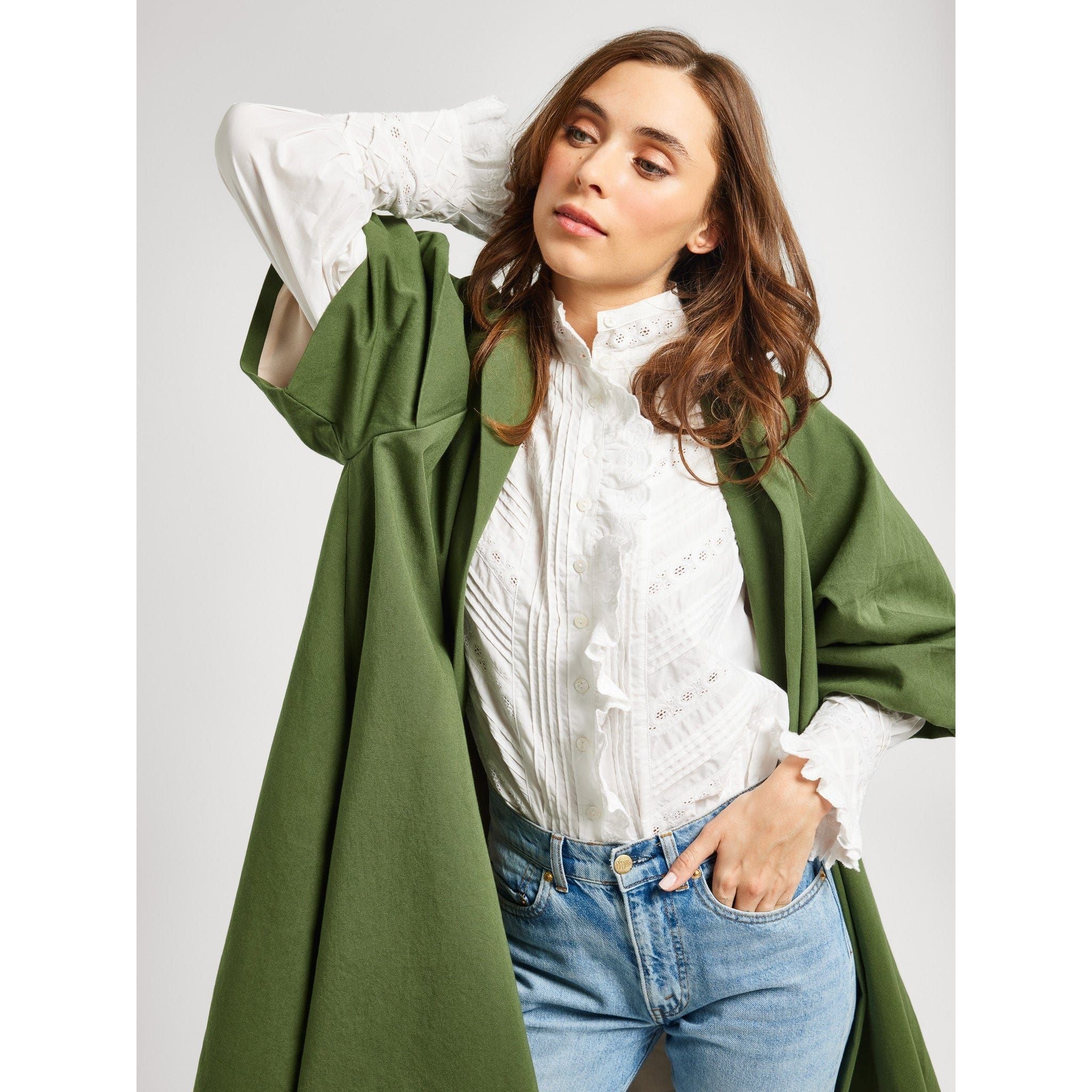 Dark Slate Gray Josephine Coat in Olive