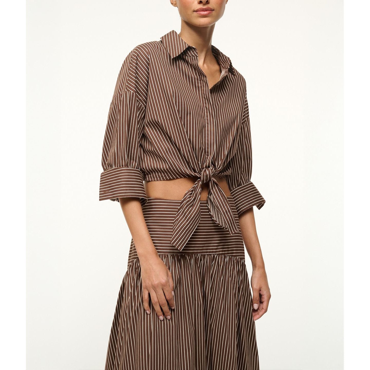 Staud Lisa Top in Dark Micro and Oak Stripe