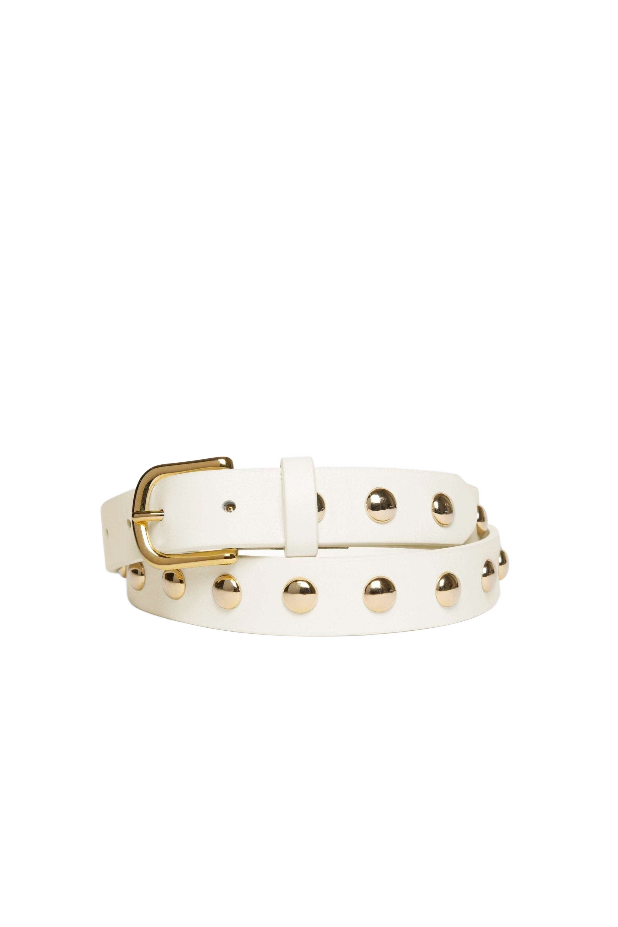 Rebecca Belt Bone Calf with Gold Studs Freda Salvador