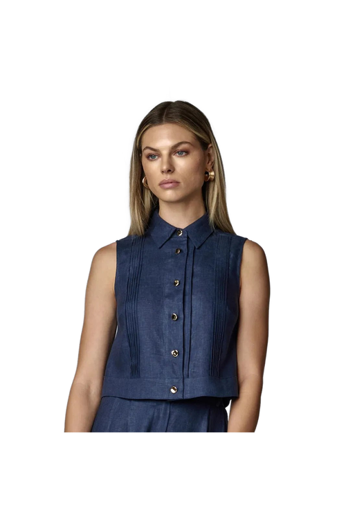 Vera Top Indigo HEVRON