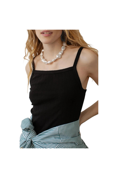 The Pointelle Square Neck Tank Jet DONNI.