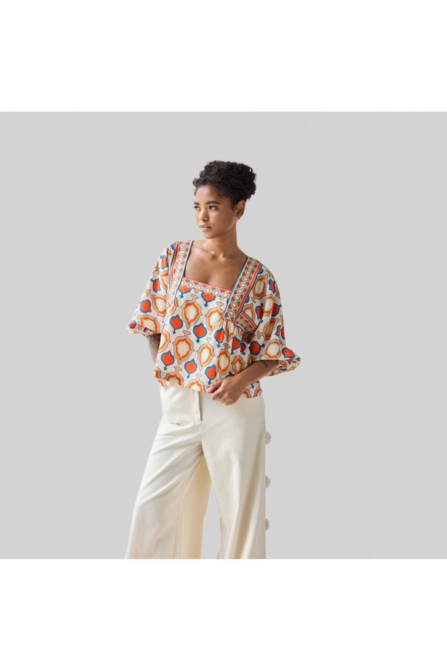 Square Neck Blouse Hope for Flowers by Tracy Reece