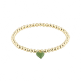 Bead Bracelet with Mini Green Enamel Heart Charm Hart