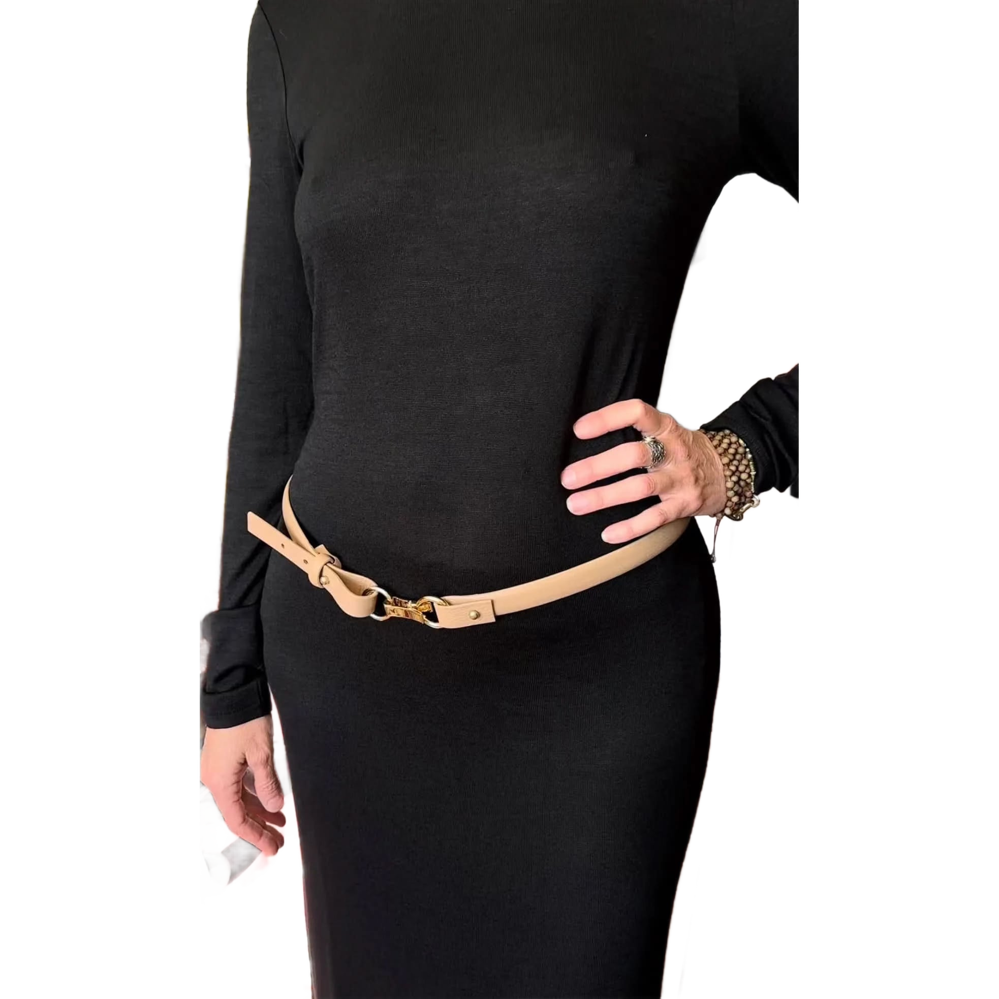 7/8" Semi Matte Calf w Gold Clip Buckle Taupe W.Kleinberg