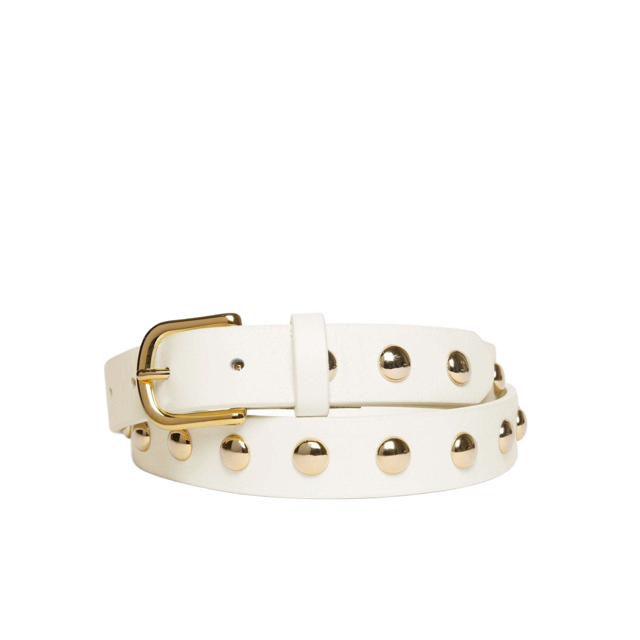 Rebecca Belt Bone Calf with Gold Studs Freda Salvador