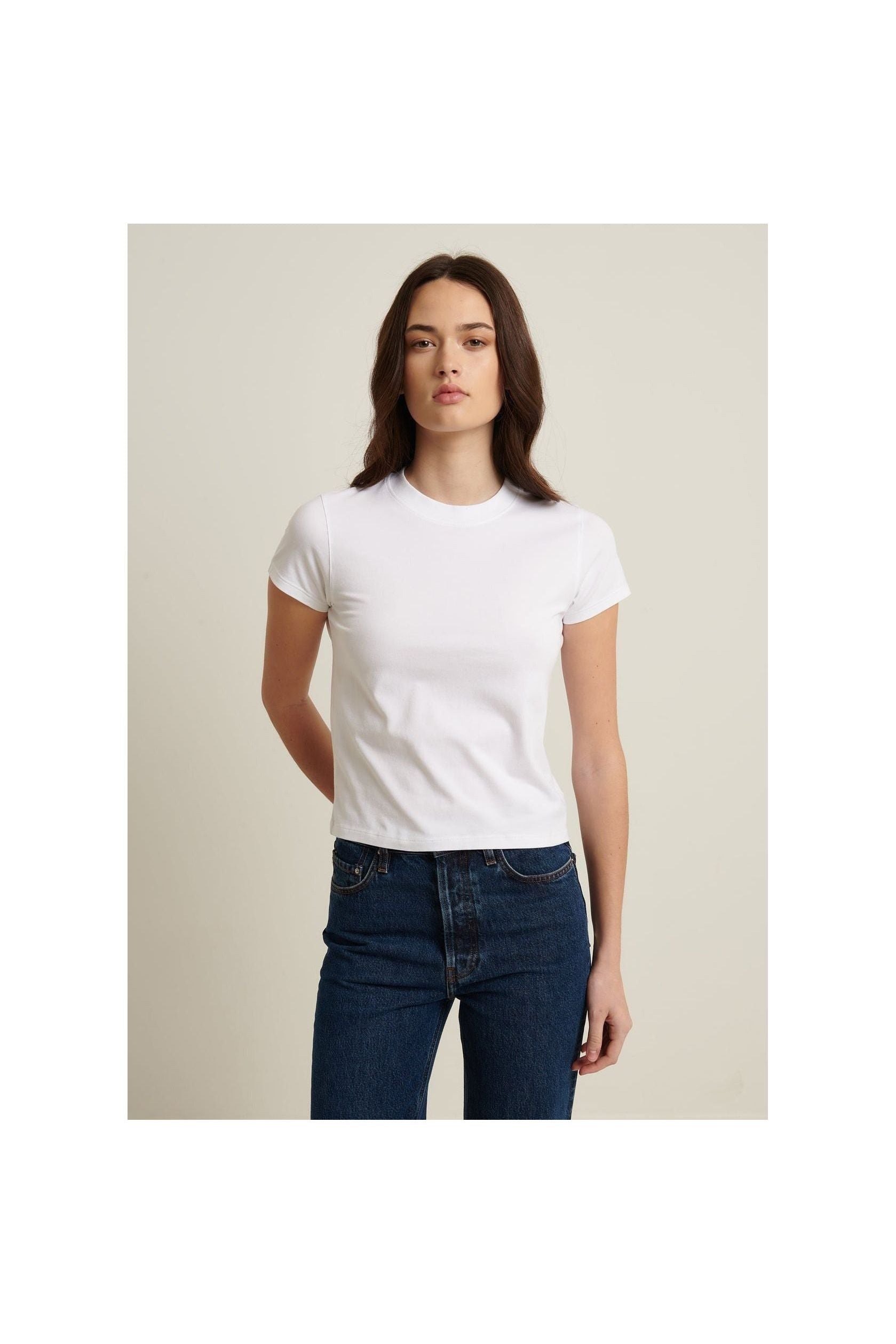 Pima Stretch Short Sleeve Baby Tee White - Primm'sPima Stretch Short Sleeve Baby Tee WhitePatrick Assaraf