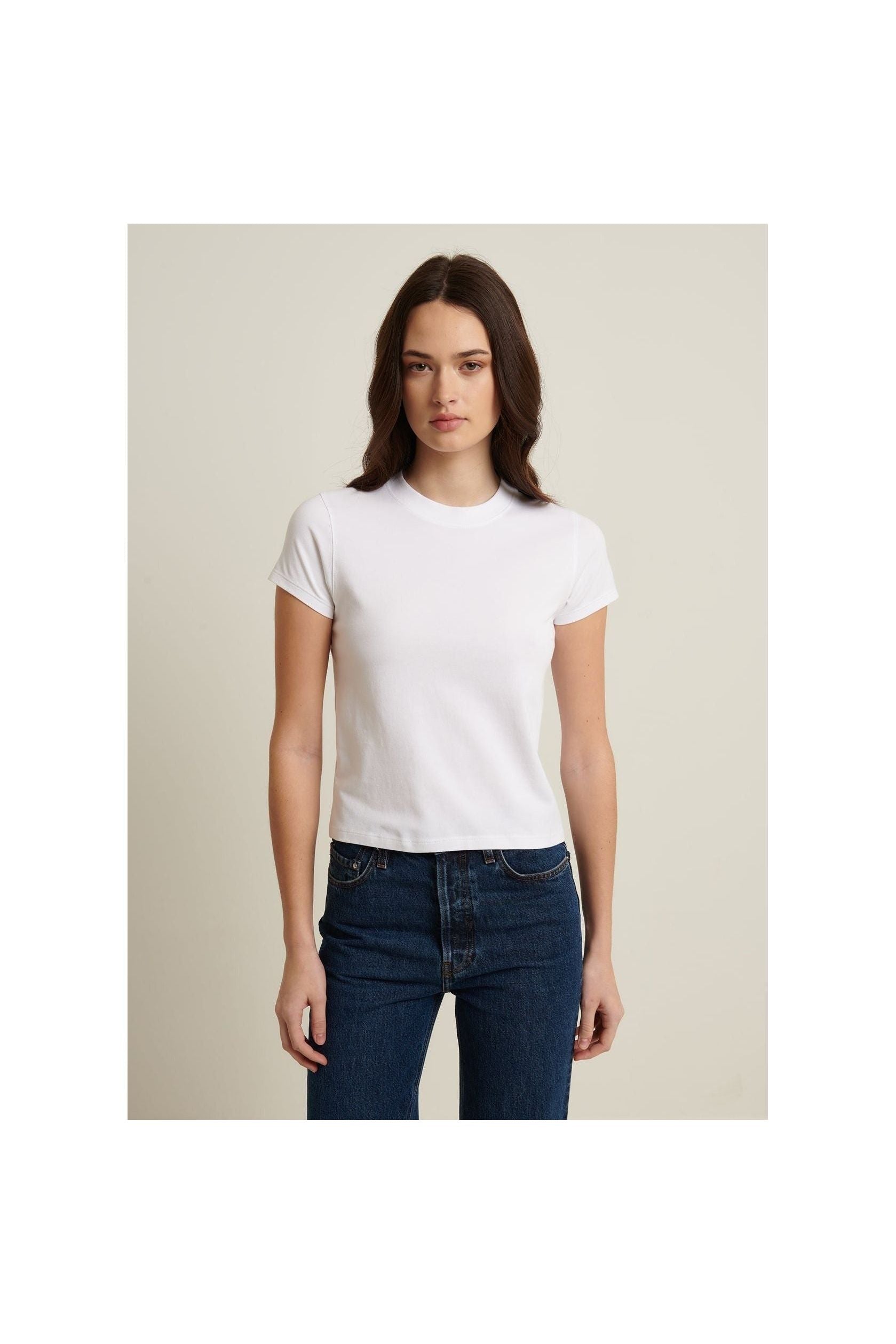 Pima Stretch Short Sleeve Baby Tee White - Primm'sPima Stretch Short Sleeve Baby Tee WhitePatrick Assaraf