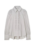 Poplin Romantic Shirt with Rhinestone Details by Psophia