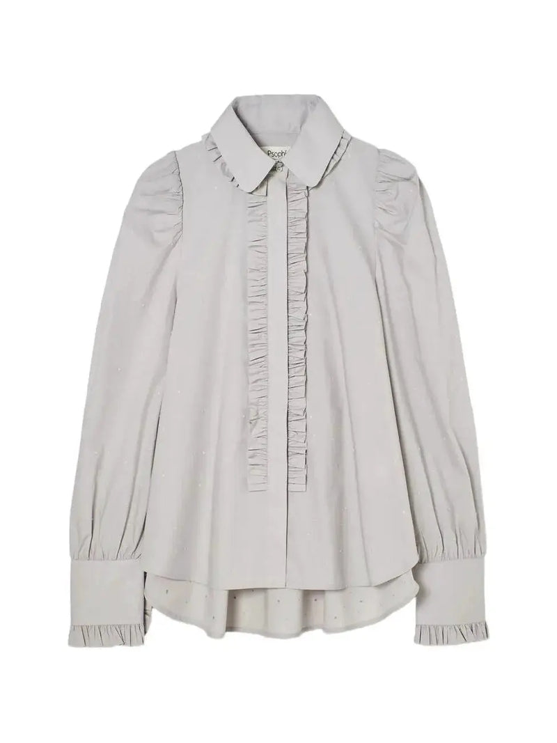 Poplin Romantic Shirt with Rhinestone Details